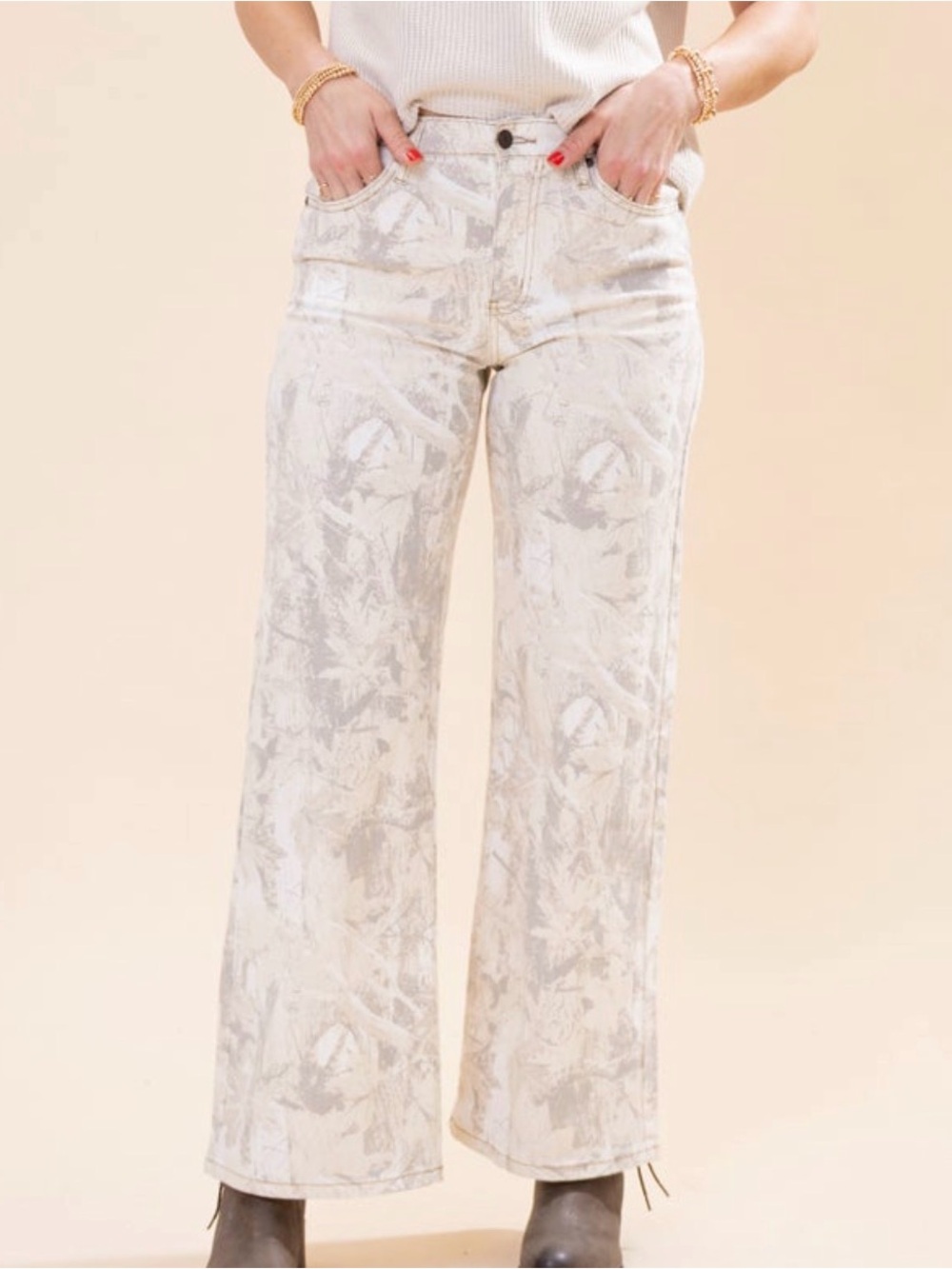 Saige denim mid rise wide straight leg pants sz L